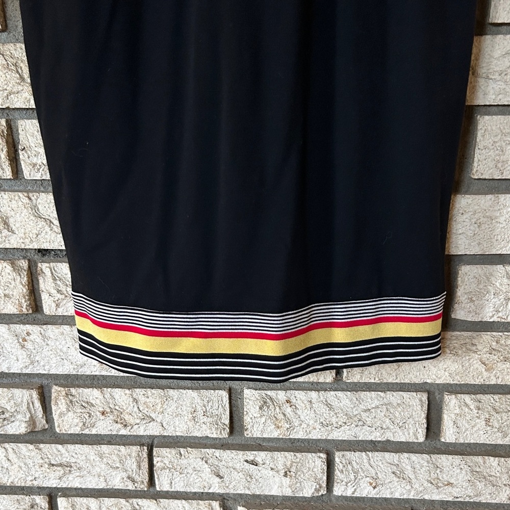 Elegant Black Midi Dress with Colorful Stripes - Picture 4 of 7